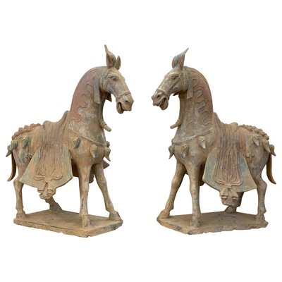 Northern Wei Dynasty Terracotta Horses, Set of 2-PSK-1002963