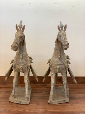 Northern Wei Dynasty Terracotta Horses, Set of 2-PSK-1002963