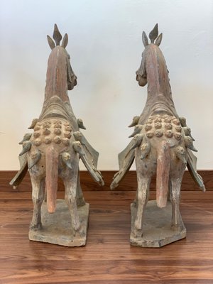 Northern Wei Dynasty Terracotta Horses, Set of 2-PSK-1002963