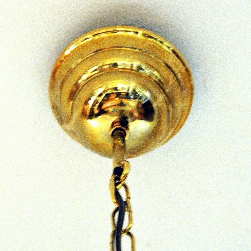 Norwegian Brass and Glass Ceiling Lamp from Metallservice AS, 1970s