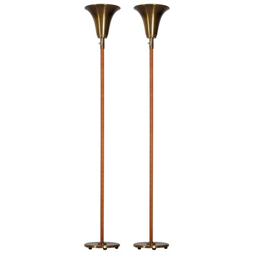 Norwegian Brass Floor Lamps, 1960s, Set of 2