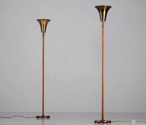 Norwegian Brass Floor Lamps, 1960s, Set of 2