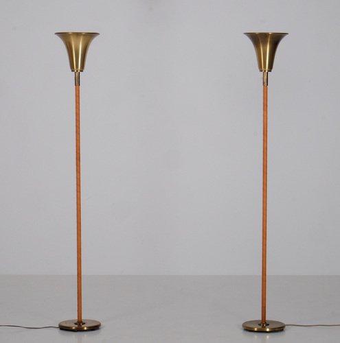 Norwegian Brass Floor Lamps, 1960s, Set of 2