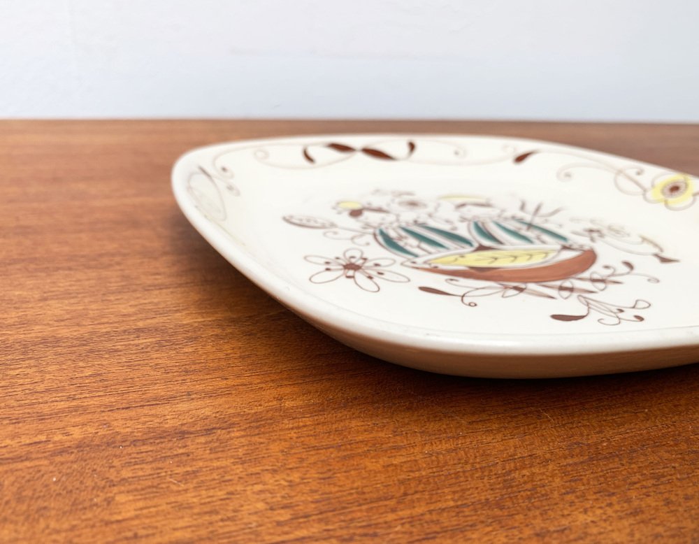 Norwegian Ceramic Flamingo Master Chef Handpainted Plate by Inger Waage From Stavanger Flint