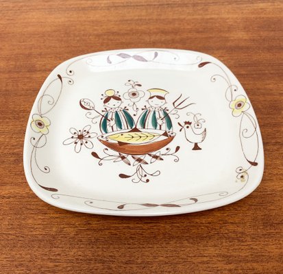 Norwegian Ceramic Flamingo Master Chef Handpainted Plate by Inger Waage From Stavanger Flint-UAH-1246674