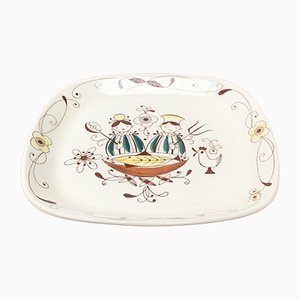 Norwegian Ceramic Flamingo Master Chef Handpainted Plate by Inger Waage From Stavanger Flint-UAH-1246674