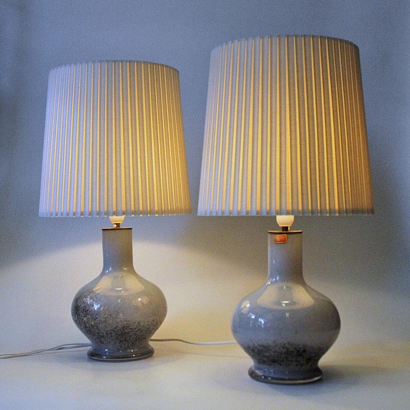 Norwegian Handblown Glass Table Lamp by Randsfjord Glassverk, 1970s, Set of 2