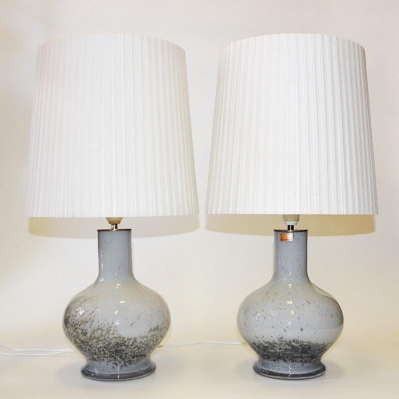 Norwegian Handblown Glass Table Lamp by Randsfjord Glassverk, 1970s, Set of 2