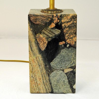 Norwegian Rectangular Stoneware Conglo Table Lamp, 1980s