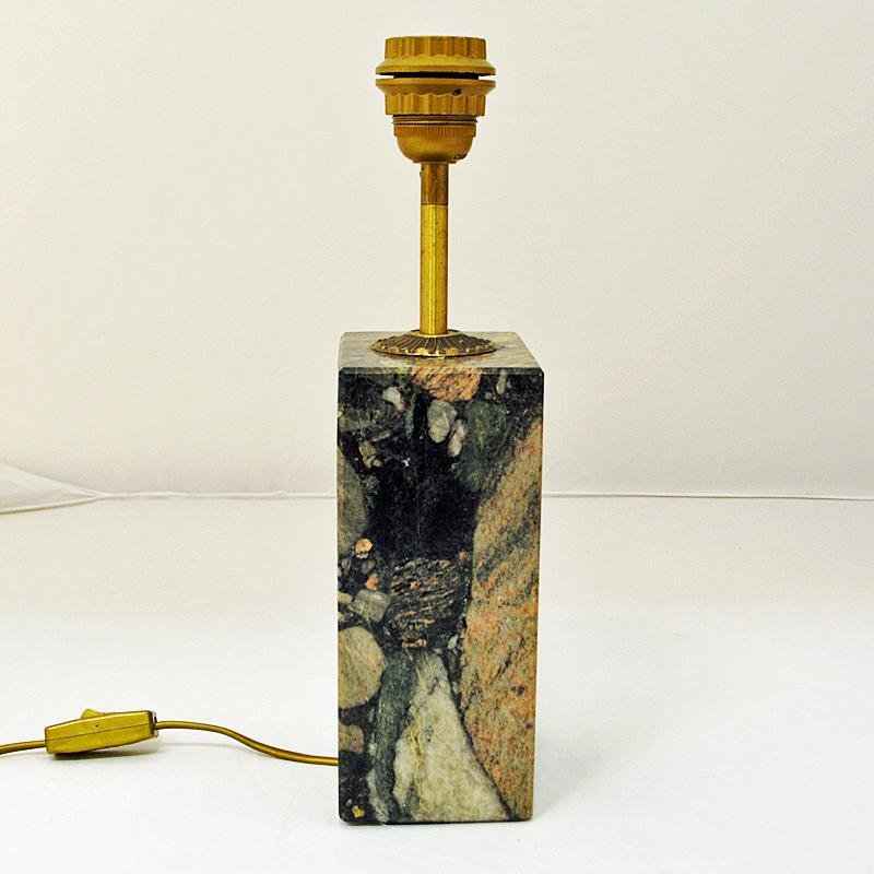 Norwegian Rectangular Stoneware Conglo Table Lamp, 1980s