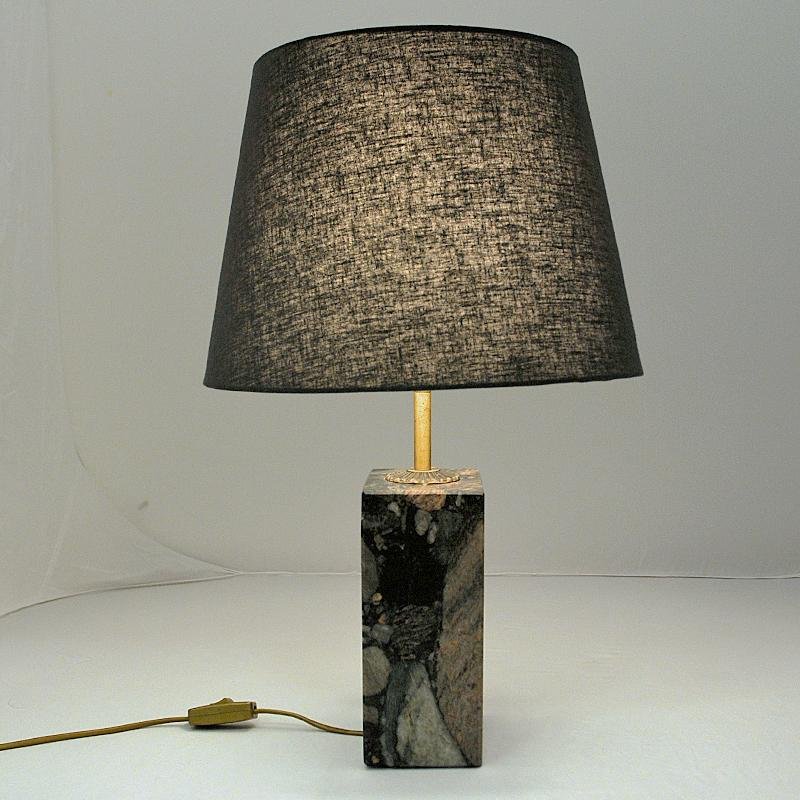 Norwegian Rectangular Stoneware Conglo Table Lamp, 1980s