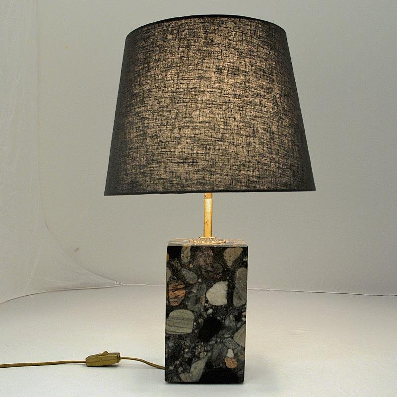 Norwegian Rectangular Stoneware Conglo Table Lamp, 1980s