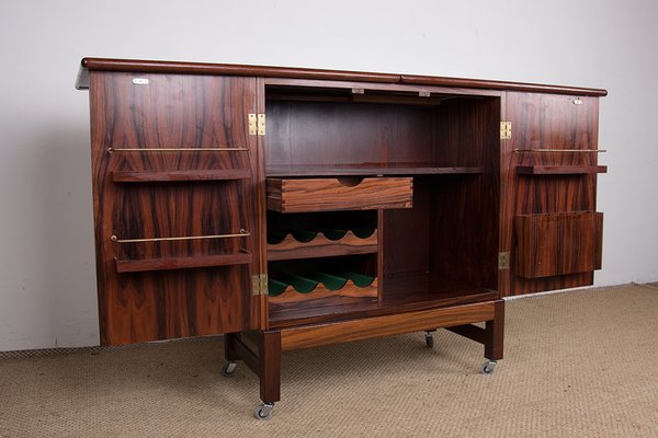 Norwegian Rolling and Extendable Bar in Rosewood by Torbjørn Afdal for Bruksbo, 1960s-EMB-2026743