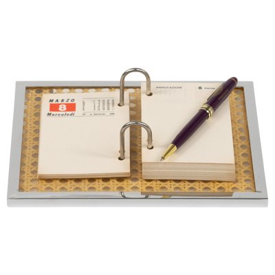 Note Pad Agenda in Chrome, Acrylic Glass and Rattan in the style of Christian Dior, Italy, 1970s-LYQ-2041611