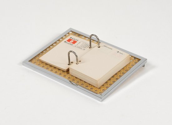 Note Pad Agenda in Chrome, Acrylic Glass and Rattan in the style of Christian Dior, Italy, 1970s-LYQ-2041611