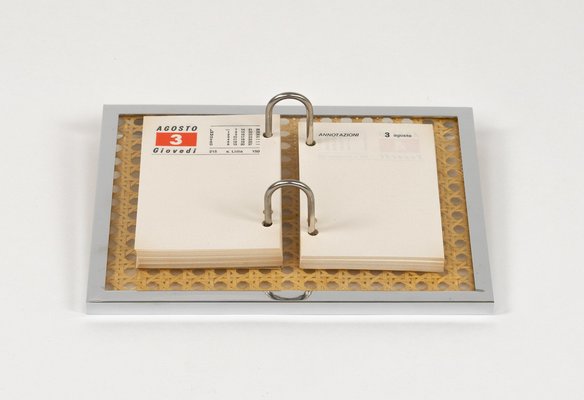 Note Pad Agenda in Chrome, Acrylic Glass and Rattan in the style of Christian Dior, Italy, 1970s-LYQ-2041611