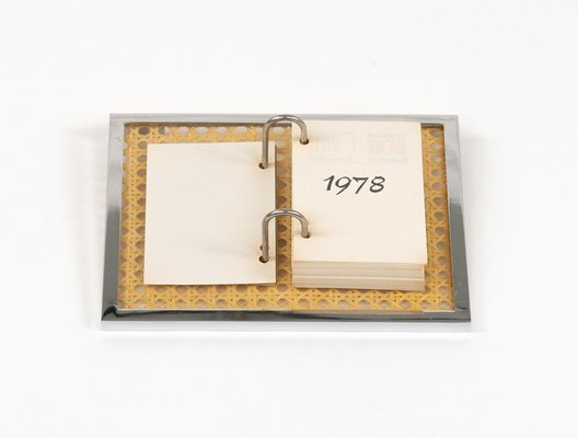 Note Pad Agenda in Chrome, Acrylic Glass and Rattan in the style of Christian Dior, Italy, 1970s-LYQ-2041611