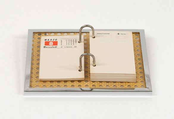 Note Pad Agenda in Chrome, Acrylic Glass and Rattan in the style of Christian Dior, Italy, 1970s-LYQ-2041611