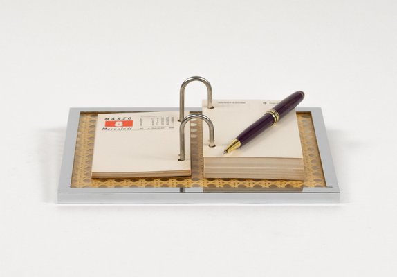 Note Pad Agenda in Chrome, Acrylic Glass and Rattan in the style of Christian Dior, Italy, 1970s-LYQ-2041611