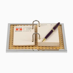 Note Pad Agenda in Chrome, Acrylic Glass and Rattan in the style of Christian Dior, Italy, 1970s-LYQ-2041611