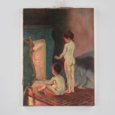 Novikov, Children by the Fireplace Painting-WMV-1127327