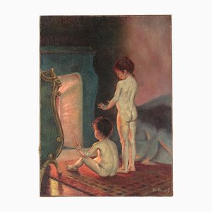 Novikov, Children by the Fireplace Painting-WMV-1127327