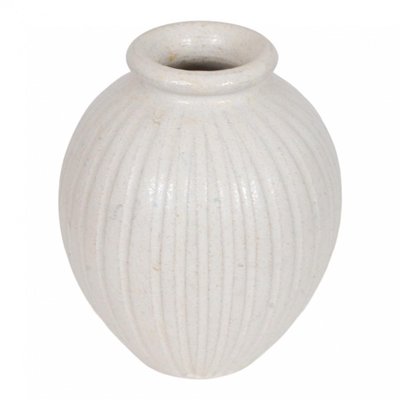 Nr 125 Stoneware Vase with Ribbed Pattern and Beige Glaze by Arne Bang-MTD-1399855