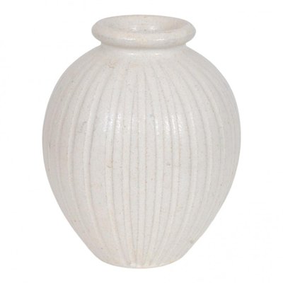 Nr 125 Stoneware Vase with Ribbed Pattern and Beige Glaze by Arne Bang-MTD-1399855