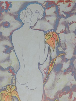 Nude Amongst Flowers Lithograph, 1987-ARU-1004820