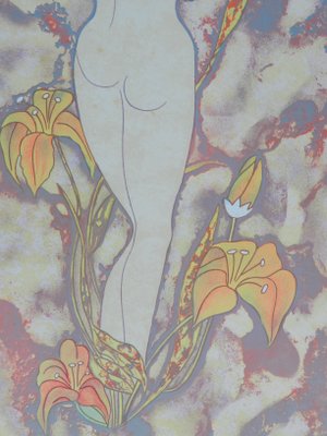 Nude Amongst Flowers Lithograph, 1987-ARU-1004820