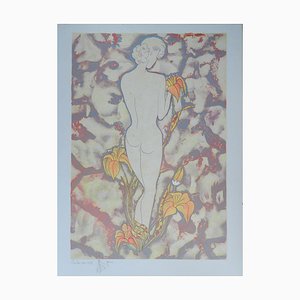 Nude Amongst Flowers Lithograph, 1987-ARU-1004820