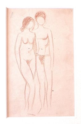 Nude Figures - Original Drawing in Sanguine - Mid-20th Century-ZCI-899507