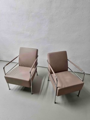 Nude Leather & Steel Cinema Easy Chairs by Gunilla Allard for Lammhults, 1990s, Set of 2-UAO-1112872