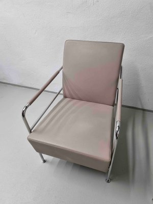 Nude Leather & Steel Cinema Easy Chairs by Gunilla Allard for Lammhults, 1990s, Set of 2-UAO-1112872