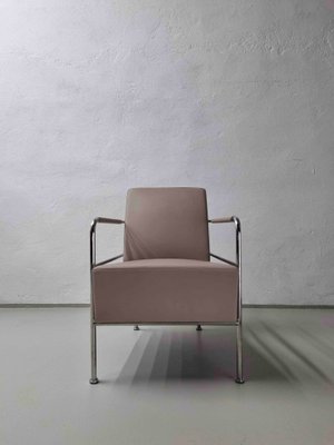 Nude Leather & Steel Cinema Easy Chairs by Gunilla Allard for Lammhults, 1990s, Set of 2-UAO-1112872