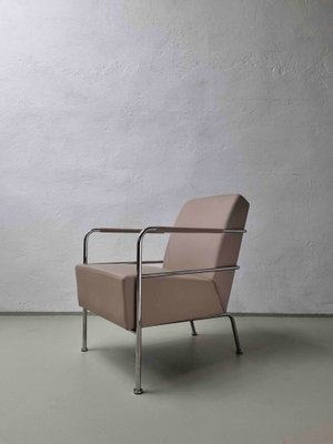 Nude Leather & Steel Cinema Easy Chairs by Gunilla Allard for Lammhults, 1990s, Set of 2-UAO-1112872