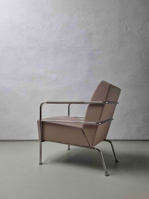 Nude Leather & Steel Cinema Easy Chairs by Gunilla Allard for Lammhults, 1990s, Set of 2-UAO-1112872