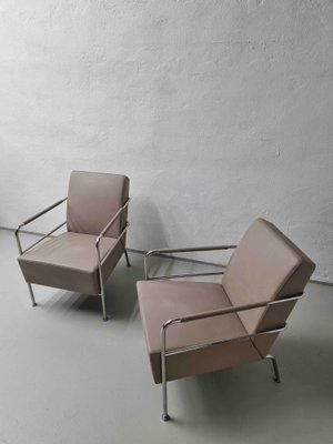 Nude Leather & Steel Cinema Easy Chairs by Gunilla Allard for Lammhults, 1990s, Set of 2-UAO-1112872