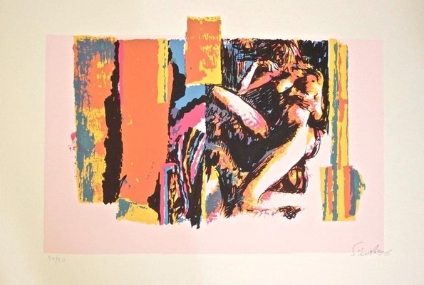 Nude Lying Model - Original Screen Print by Nicola Simbari - 1976-ZCI-760355