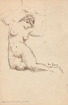 Nude - Original Pen Drawing - Mid 20th Century Mid 20th Century-ZCI-761232