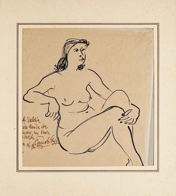 Nude - Original Pen on Ivory Paper by Fausto Ghia - 1955 1955-ZCI-758489