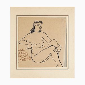 Nude - Original Pen on Ivory Paper by Fausto Ghia - 1955 1955-ZCI-758489