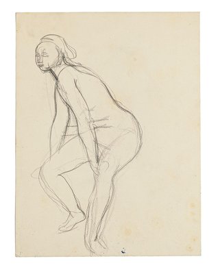 Nude - Original Pencil Drawing by Jeanne Daour - 1950s 1950s-ZCI-758308