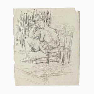 Nude - Original Pencil on Paper by Jeanne Daour - 20th Century 20th Century-ZCI-777629