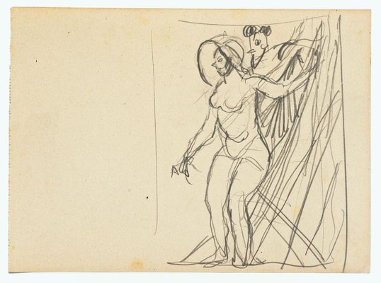 Nude - Pencil Drawing by Gabriele Galantara - Early 20th Century Early 20th Century-ZCI-761870