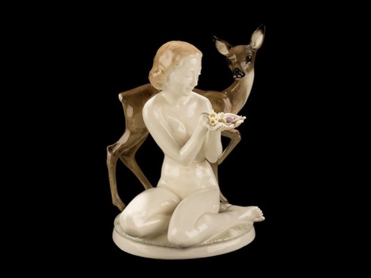 Nude with Fawn by Carl Werner for Hutschenreuther, 1950s-GPP-903543