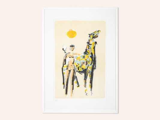 Nude Woman, Colored Lithograph on Paper, Framed-GPP-1126573