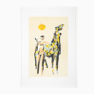 Nude Woman, Colored Lithograph on Paper, Framed-GPP-1126573