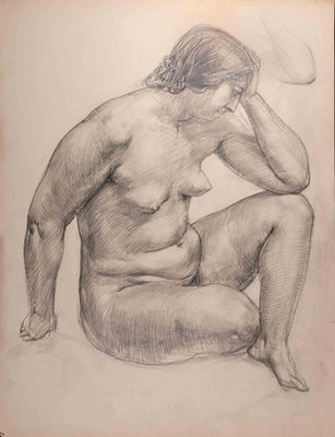 Nude Woman, Original Drawing, Mid 20th-Century-ZCI-1293861