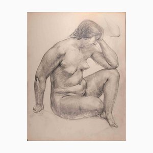 Nude Woman, Original Drawing, Mid 20th-Century-ZCI-1293861